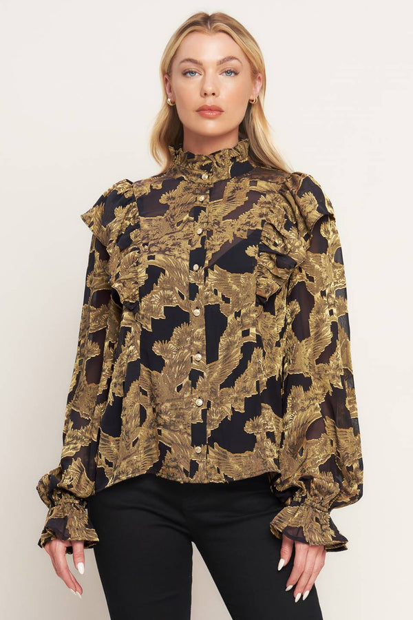 shadow-glint-woven-top Flying Tomato - Sophia's StyleTOPS-1